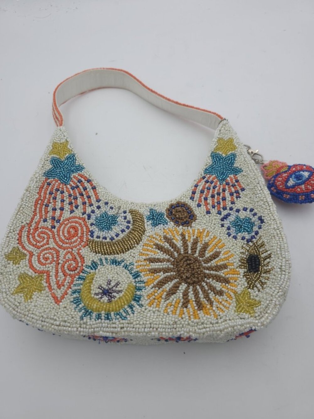 Beaded Festival Shoulder Bag Celestial Sun Moon Stars Evil Eye Boho Purse